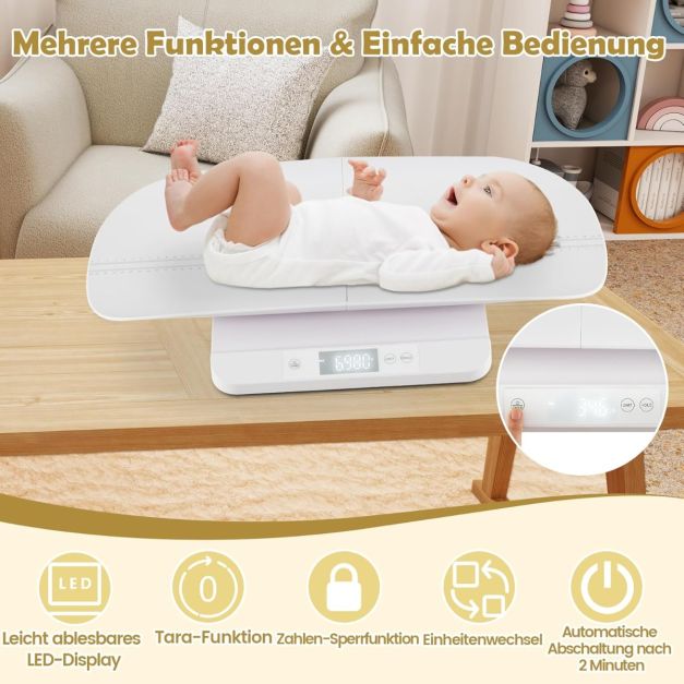 Coast Digitale Babyweegschaal Wit – Kinderweegschaal met Afneembare Meetbak en LED Display – 61 x 33 x 8 cm