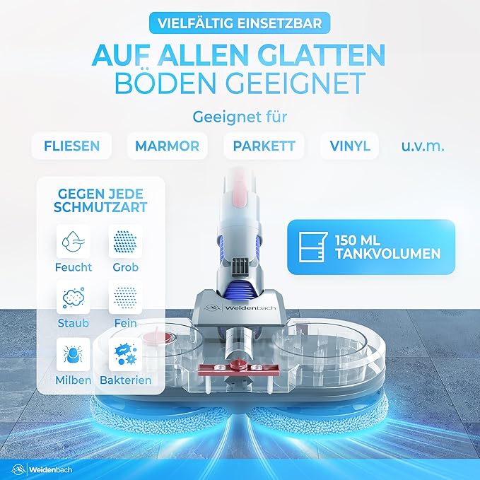 Testwinnaar - Dweilopzetstuk voor Dyson V12 - elektrische stofzuiger - dweilmop opzetstuk - natte en droge stofzuiger - met afneembare watertank, vulbehouder en 8 wasbare moppen