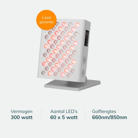 Soft&Silky Infraroodlamp - 300W - 630/850NM - 60LEDs - Infraroodtherapie - Rood Licht Therapie - Lamp Voor Spieren - Lichttherapie - Gezicht - Gewrichten - Red Light