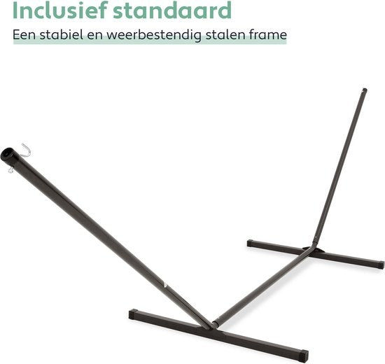 Vita5 Hangmat met Standaard en Spreidstok – 2 Persoons – Afneembaar kussen – uv-bestendig – Blauw