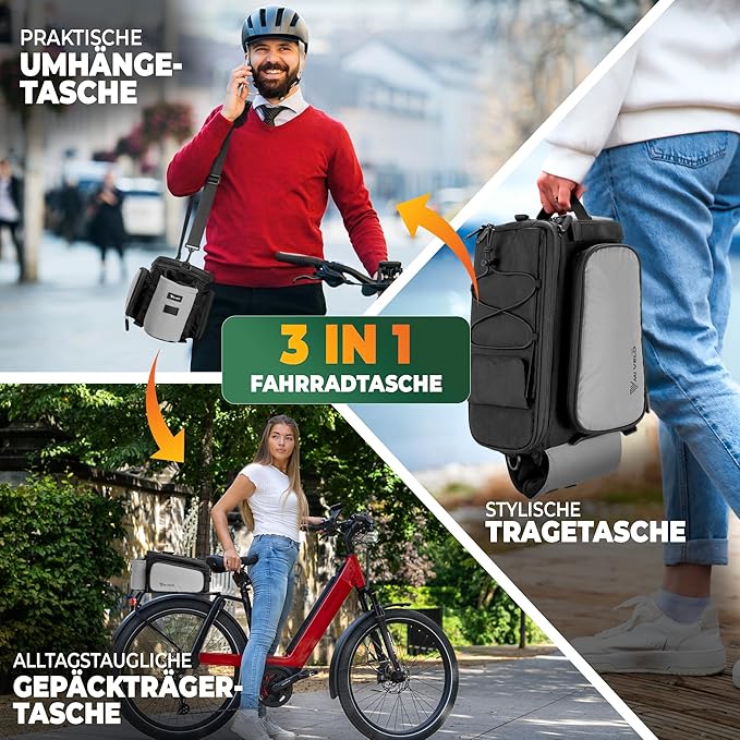 MIVELO Fietstas – Waterdicht & Volledig Reflecterend – 20 liter – Zilvergrijs