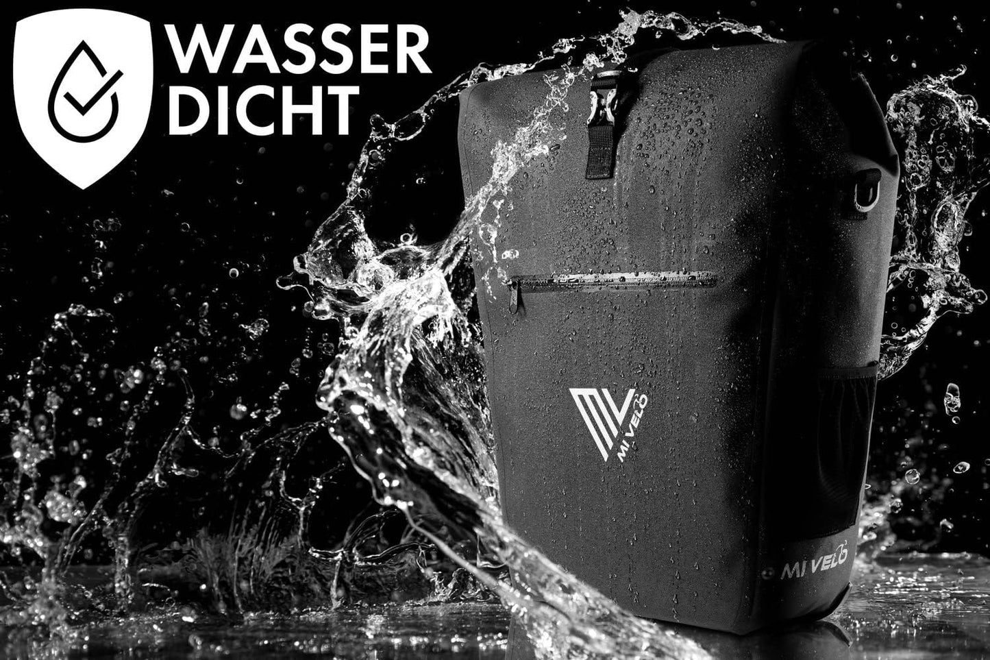 MIVELO Fietstas – Waterdicht – 25L – Met Laptopvak & Schouderriem – Zwart