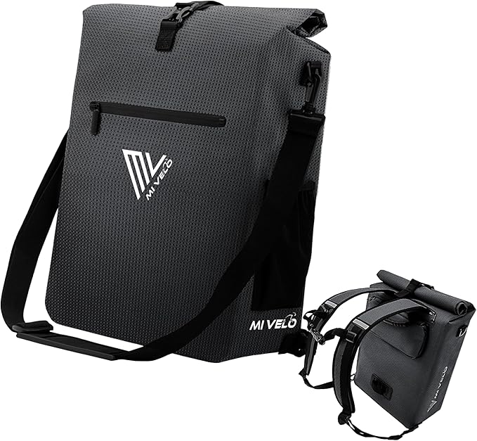 MIVELO 3-in-1 Fietstas – Rugzak & Schoudertas – Waterdicht – Inclusief Laptopvak – 20L – Zwart Reflecterend