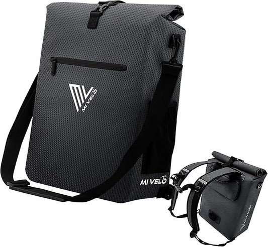 MIVELO 3-in-1 Fietstas – Rugzak & Schoudertas – Waterdicht – Inclusief Laptopvak – 20L – Zwart Reflecterend