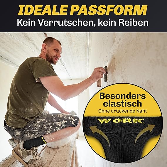 HELDENWERK 10 paar werksokken voor heren, premium | versterkte werksokken van ademend katoen | robuuste werksokken met comfortabele tailleband - Maat 35-38
