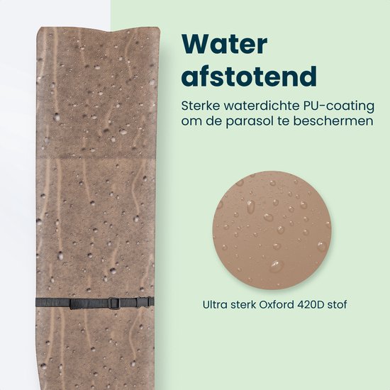 Parasolhoes voor Zweefparasol & Staande Parasol - Tot 400cm - Beschermhoes Waterdicht - Oxford 420D - Incl. Montagehulp - Bruin Taupe