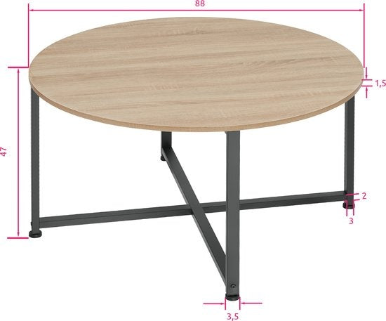 tectake - Salontafel Aberdeen industrieel lichtbruin - 404343