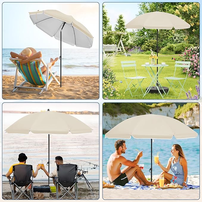 WOLTU GSS0007be01 Balkon parasol 135 cm - UPF 50+ - In hoogte verstelbaar en 35 graden kantelbaar - Beige