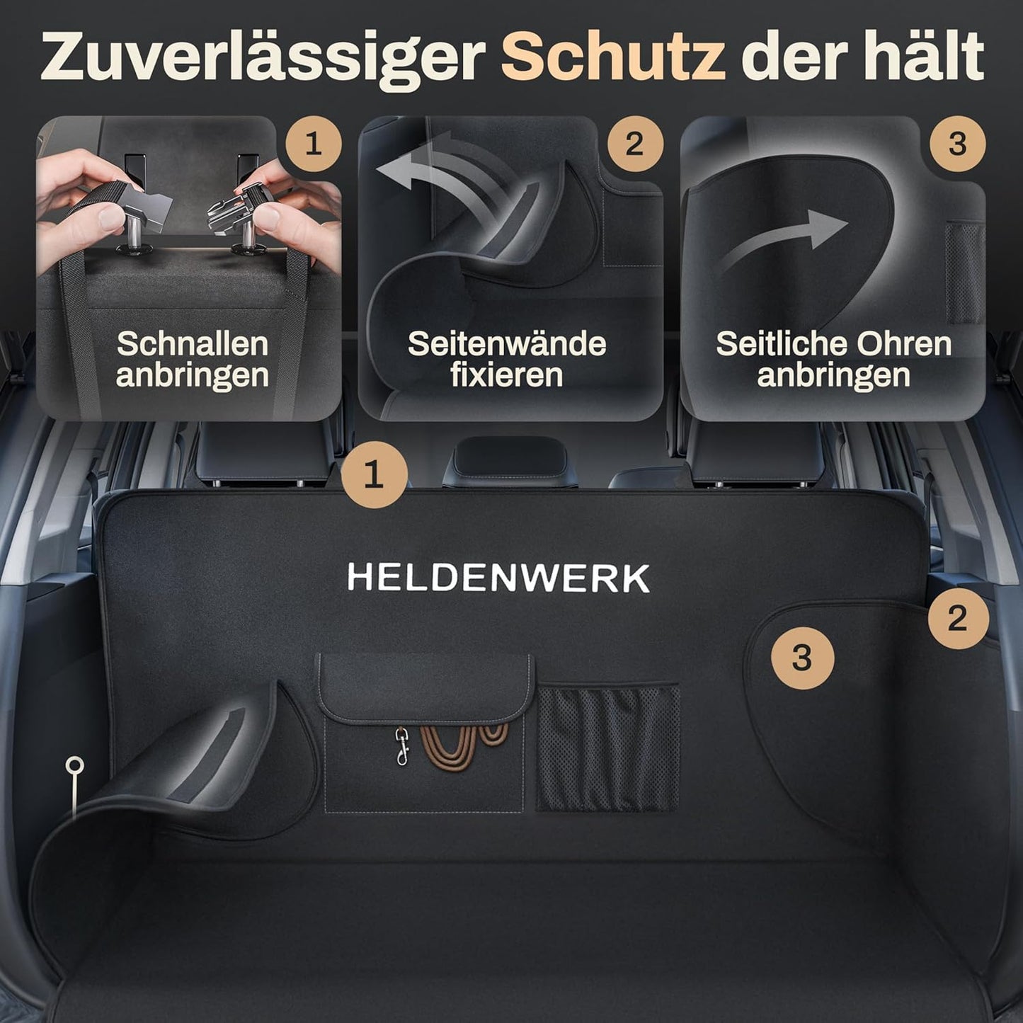 Heldenwerk Kofferbakbescherming - Honden - Waterdicht - Zwart