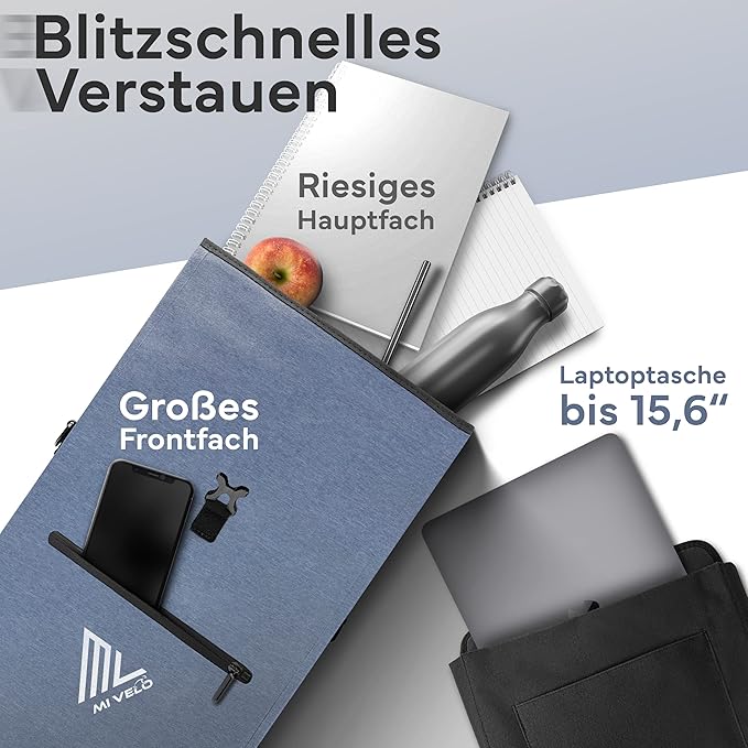 MIVELO - Fietstas Voor Bagagedrager - 3-in-1 - 25 liter Inhoud - Jeansblauw & Waterbestendig Polyester - Reflecterende Details - Voor Dagelijks Gebruik