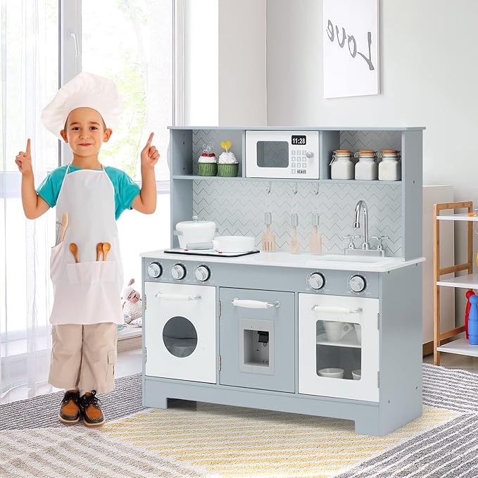 Coast Children's Kitchen met realistisch licht en geluid en accessoires 76 x 28 x 80 cm grijs