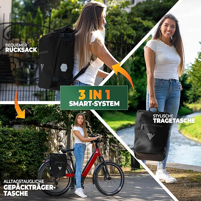 MIVELO - 3-in-1 Fietstas Rugzak - 15 liter Inhoud & 100% Waterdicht - TPU - Zwart