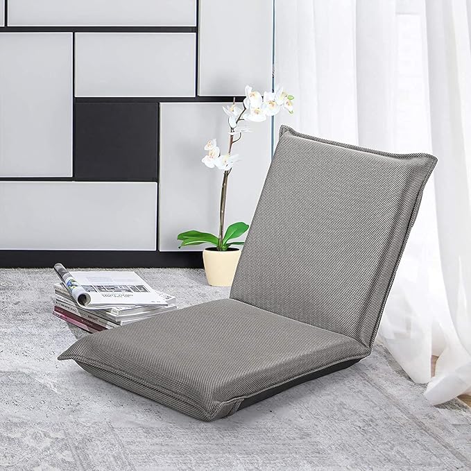 Coast vloerstoel vloer fauteuil met 6-stappen verstelbare rugleuning game fauteuilgevulde grijs