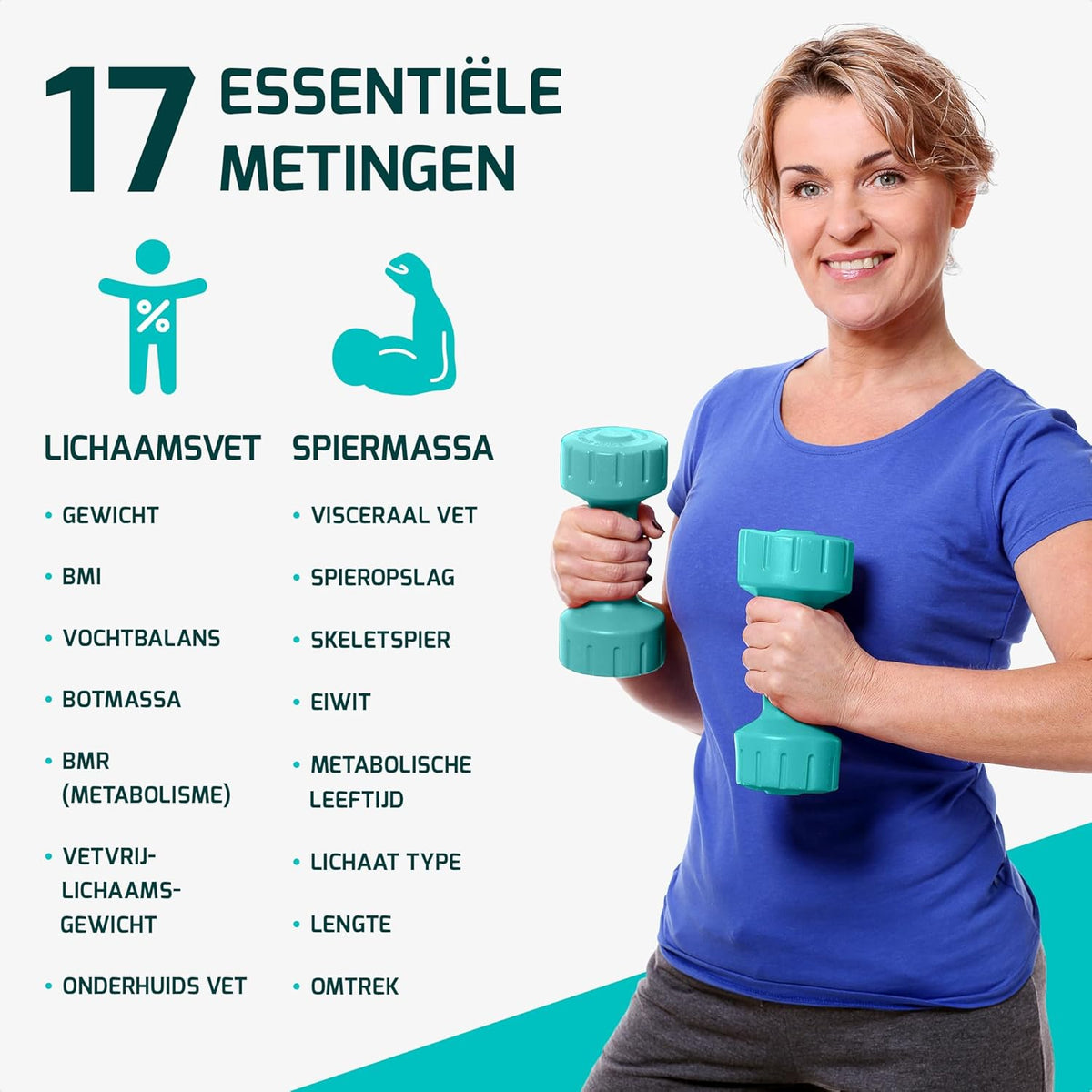 Fitage Digitale Personenweegschaal Slimme Lichaamsanalyse – 17 Metingen – App Koppeling – 180 kg – 28 x 28 cm – Zwart