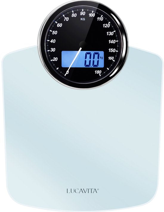 LUCAVITA® Personenweegschaal Dual Display Retro met Meetlint Lichaam - Digitaal - Analoog - Analoge - Beste Koop - Vintage