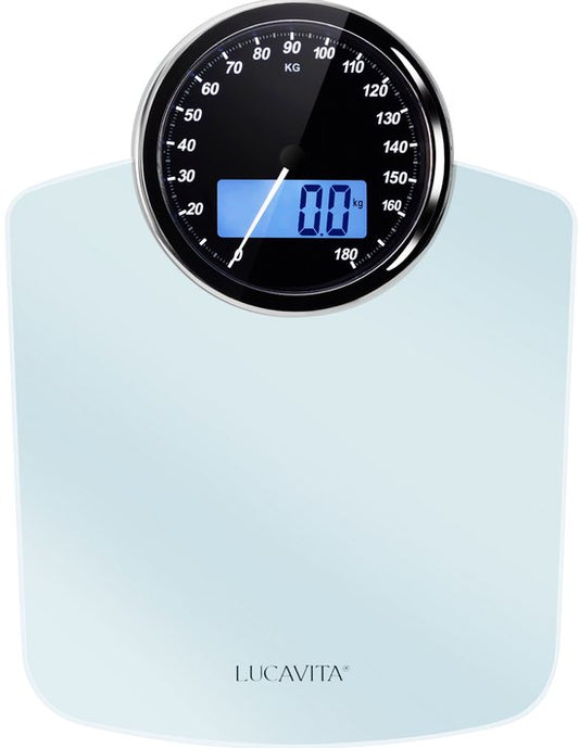 LUCAVITA® Personenweegschaal Dual Display Retro met Meetlint Lichaam - Digitaal - Analoog - Analoge - Beste Koop - Vintage