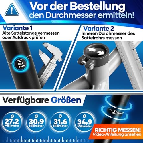 NEXTCOVER Geveerde Parallelogram Zadelpaal – Het Origineel – met Comfort-Spring Technologie, 27,2/30,9/31,6/34,9 mm