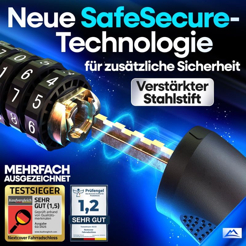 NEXTCOVER® Fietsslot met combinatiecode LockPro - hoge veiligheid - 5-cijferige combinatiecode
