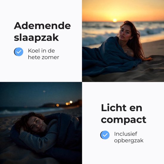 Lakenzak met opbergzak - 200x80cm - Lichtgewicht - Zomer - Slaapzakken voor volwassen - Katoen - Slaapzak - Luft
