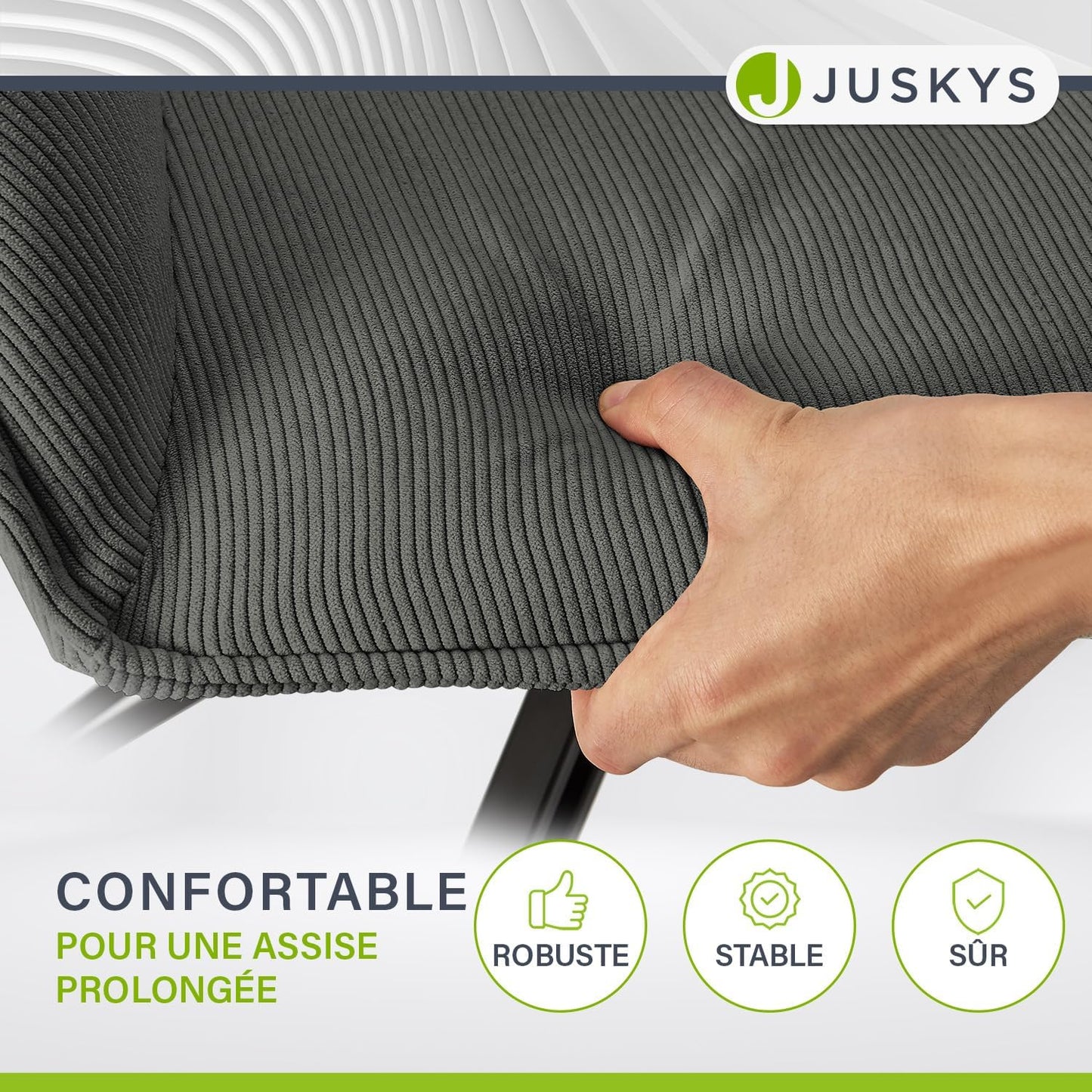 Juskys Eetkamerstoel Met Armleuning - 120 Kg Draagvermogen - 61 x 57 x 85 cm - Lichtgrijs
