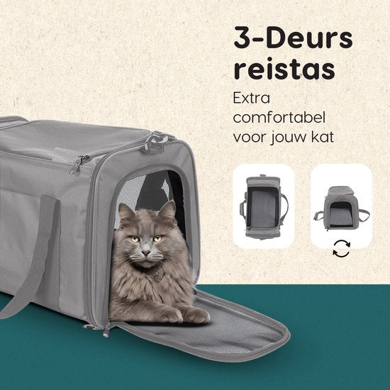 Volcan Reistas Kat - Reismand - Draagtas Katten - Transportbox met Bovenlader - Draagmand Lichtgrijs