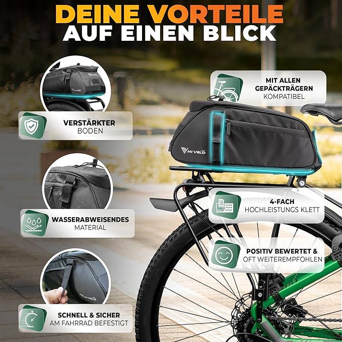 MIVELO Fietstas – Waterdicht & Reflecterend – 9 liter – Zwart