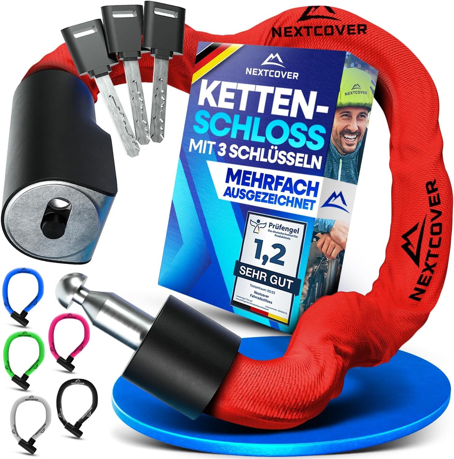 NEXTCOVER® Fietsslot LockOne met sleutel - hoge veiligheid - robuust & duurzaam - 3 sleutels