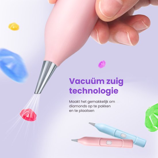 Rubye® – Elektrische Diamant Schilder Pen – Met Vacuümtechniek – Oplaadbaar via USB-C – Comfortabel in Gebruik – Voor Ronde en Vierkante Steentjes – Roze