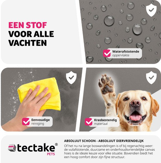 tectake® Hondenautostoel – Gestoffeerd met Veiligheidslijn & Zijvakken – 55 x 50 x 29 cm – Grijs