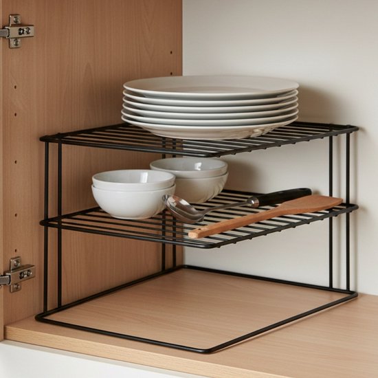 Metaltex - Bordenrek - Zwart - Keukenkast organizer - 25x25x19 cm