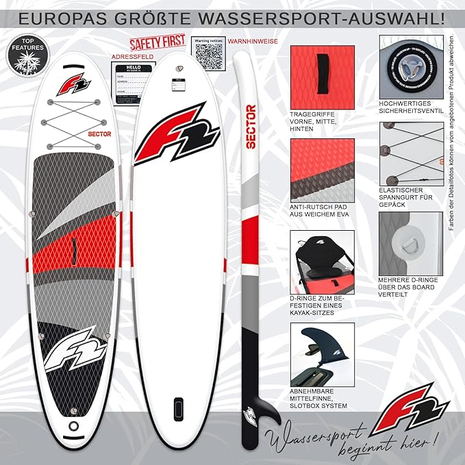 F2 Sector Red SUP Board Limited Edition 2024 – Opblaasbaar Allround Paddle Board met Kajakzitje – 372 cm