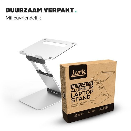 LURK® Laptop Standaard Ergonomisch - Aluminium Laptop Verhoger - Staand werken - Verstelbaar en Opvouwbaar - Silver