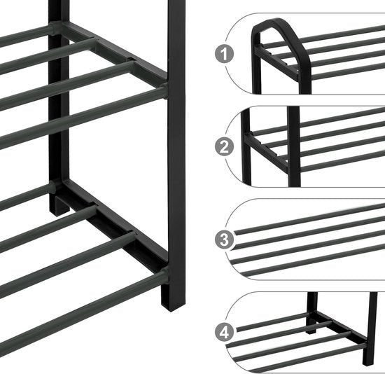 Schoenenrek - Schoenenopslag - Schoenendisplay - Zwart - 79x19,5x45cm