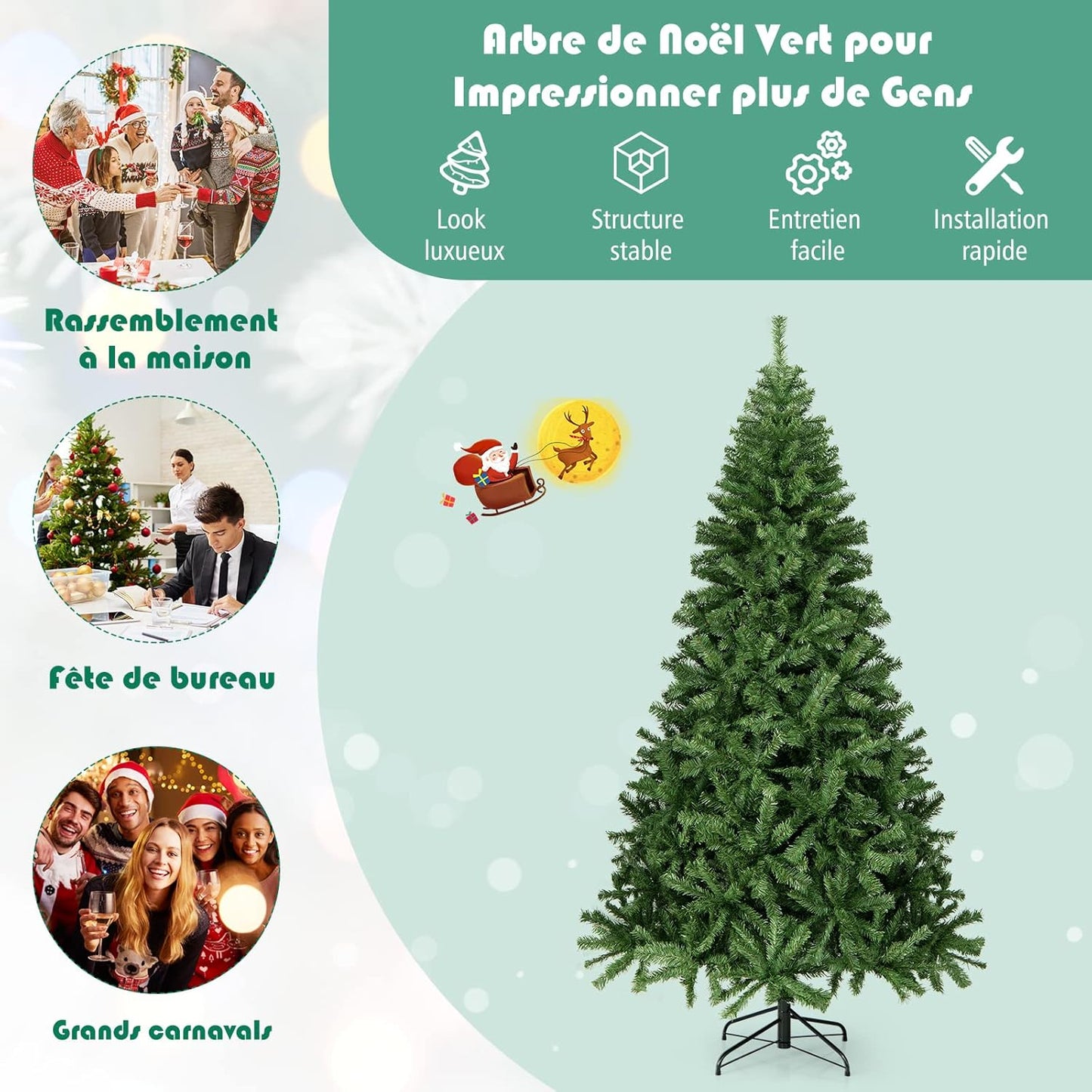 Coast Kunstkerstboom Groen – 270 cm – 2132 PVC Takpunten – Met Metalen Standaard