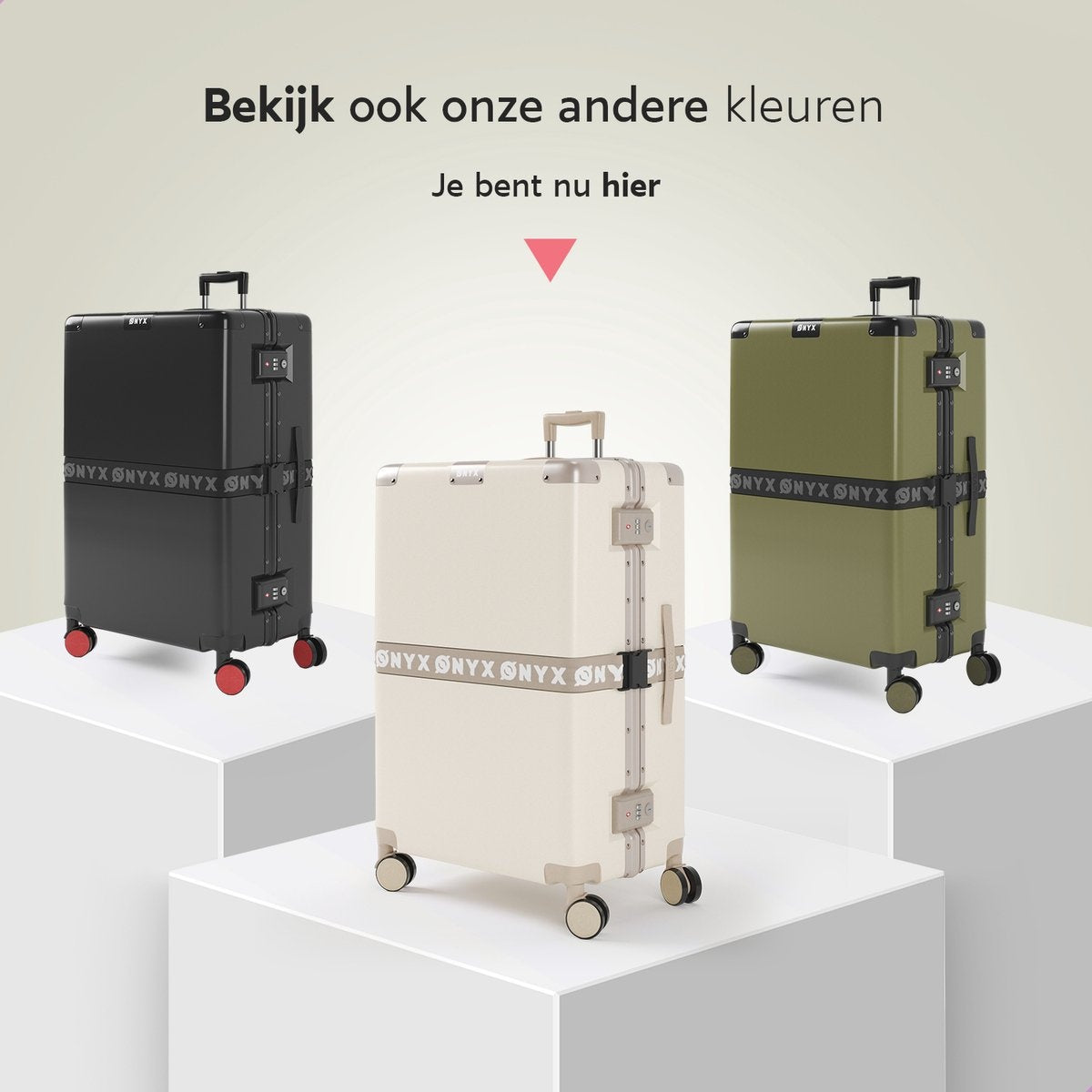 ONYX® - Check-in koffer 100L - TSA slot - Spinner wielen - Lichtgewicht trolley - Aluminium slot - Zand wit