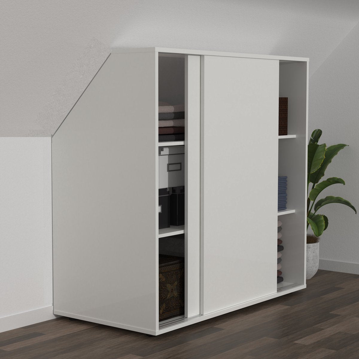 TheBestOf Furniture Opbergkast voor Schuine Wand - Wit