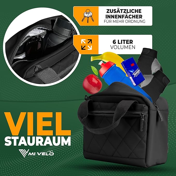 MIVELO Stuurtas – Waterafstotend & Klickfix-Compatibel – 7 liter – Zwart