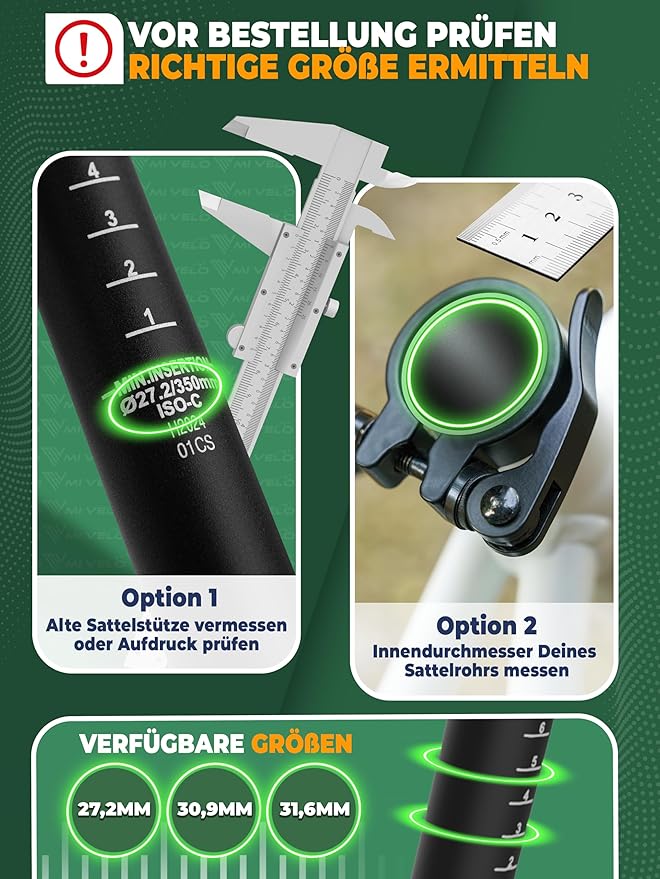 MIVELO Geveerde Zadelpen – Verend & Instelbaar – 40 mm Veerweg – Max. 120 kg – 27.2 mm – Zwart