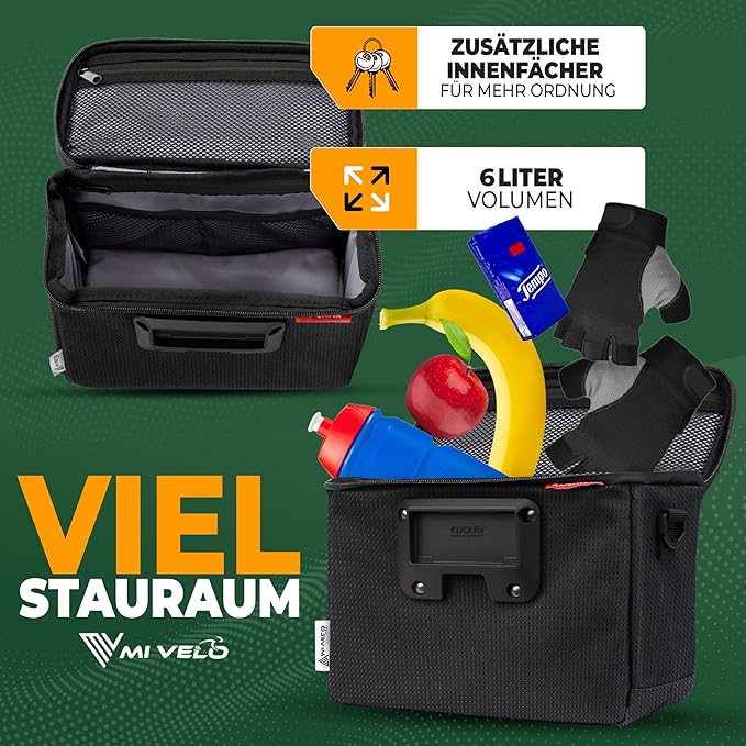 MIVELO Stuurtas – Waterafstotend & Met Telefoonvak – 7 liter – Zwart Reflecterend