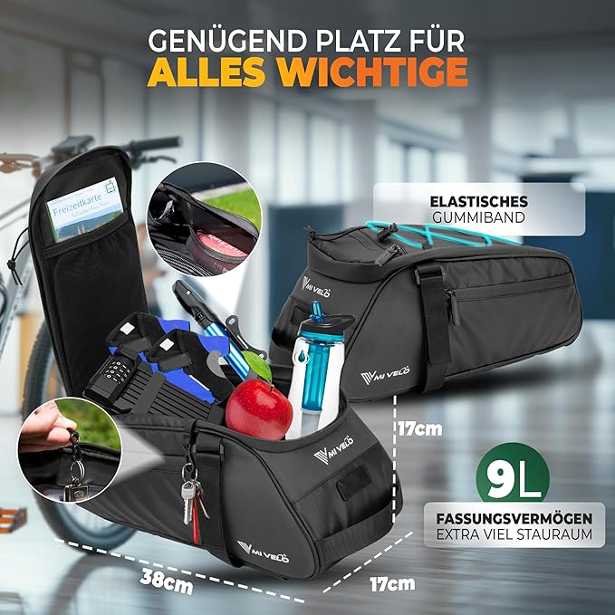 MIVELO Fietstas – Waterdicht & Reflecterend – 9 liter – Zwart