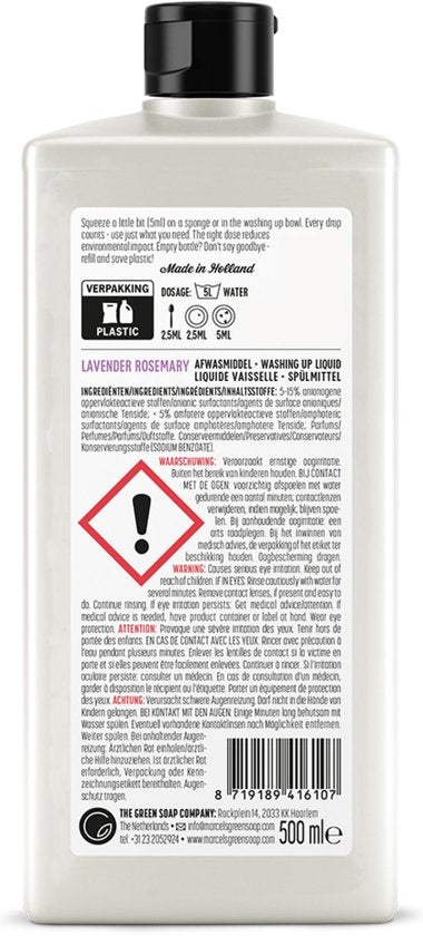 Marcel's Green Soap Afwasmiddel - Lavendel & Rozemarijn - 6 x 500ml