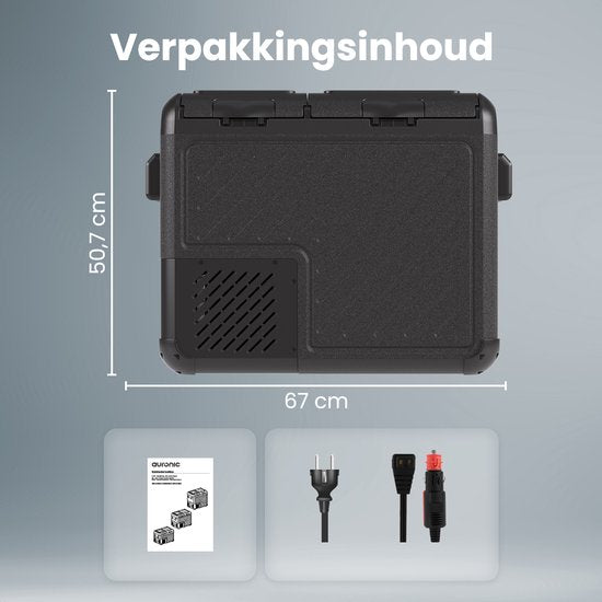 Auronic Elektrische Koelbox - Compressor - Twee Zones - 12V 230 Volt - Auto - 45L - Frigobox - Zwart/Grijs