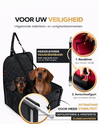 Hondenautostoeltje voor kleine en middelgrote honden incl. veiligheidsgordel - auto hondenstoel waterdicht en stabiel voor achterbank en voorstoel - hondenautostoel, hond passagiersstoel, autostoel voor honden
