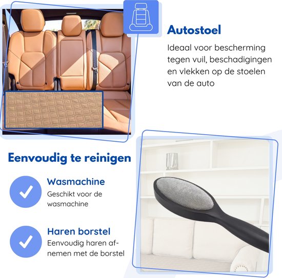 Hilvard - Hondendeken - Kattendeken - Bankbeschermer - Hondendeken auto achterbank - Geschikt voor bank, auto en bed - Zand - 76 x 127cm - Hondenkleed - Hondenmat