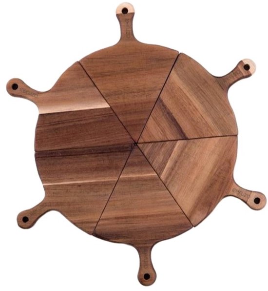 Ceruzo Luxe Pizza Serveerplankjes - 6 stuks - Samen een Pizzabord -Acacia hout