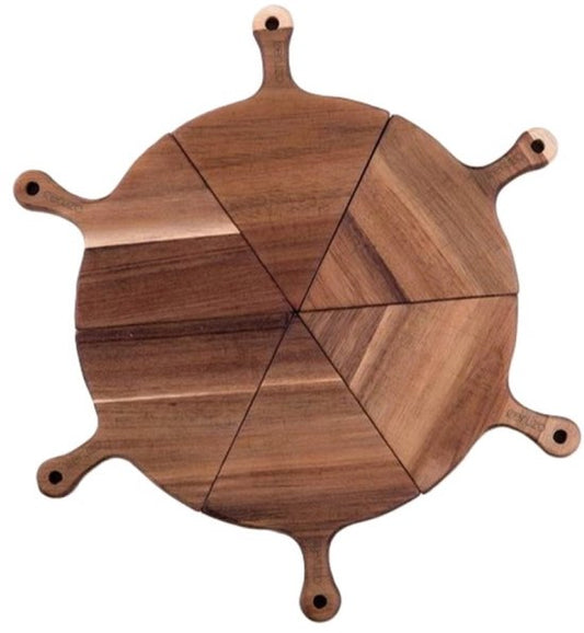 Ceruzo Luxe Pizza Serveerplankjes - 6 stuks - Samen een Pizzabord -Acacia hout