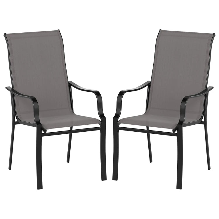 Coast Tuinstoelen - Set van 2 - Hoge Rugleuning - Hoofdsteun - 150 kg - Grijs