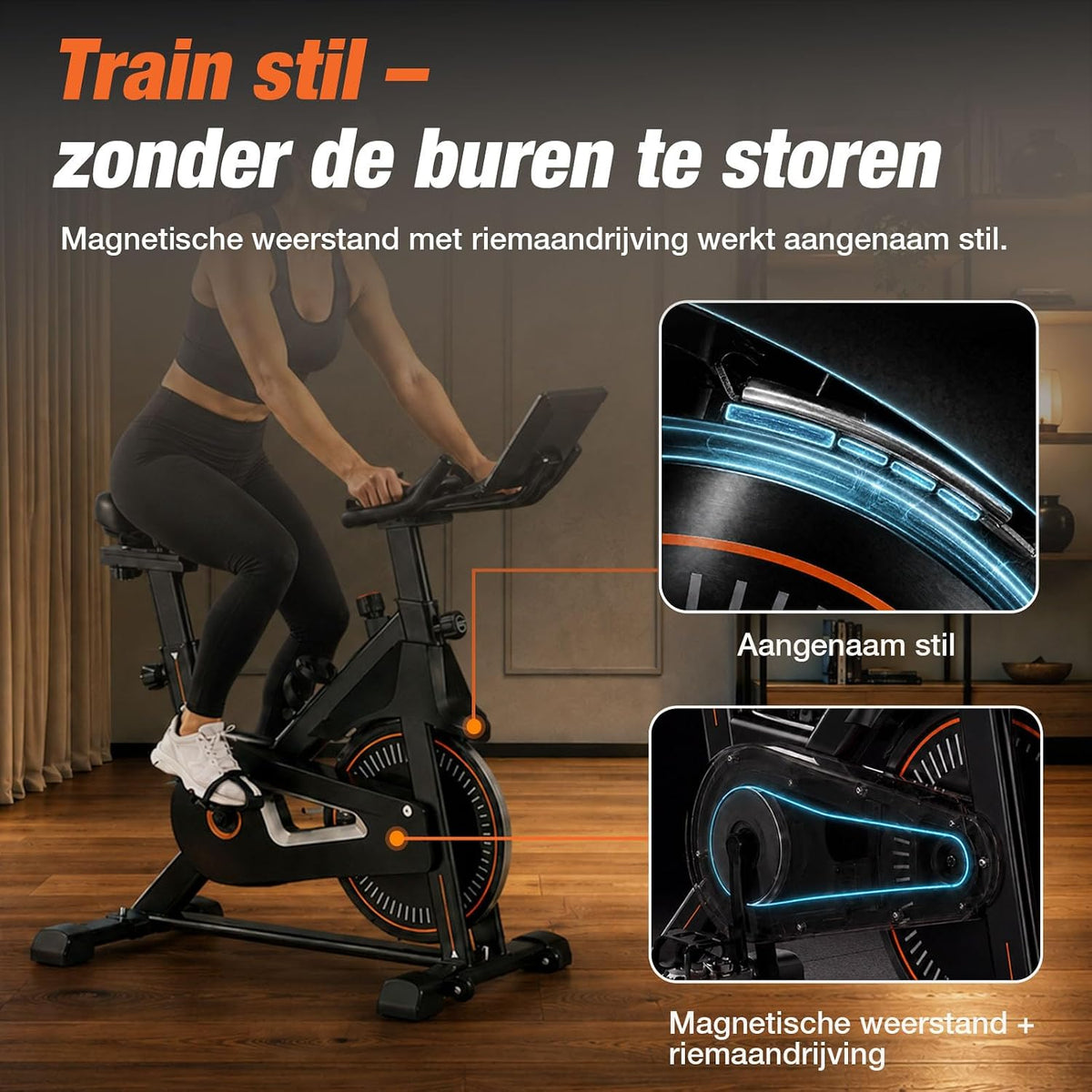 DH FitLife Magnetische Hometrainer - Zwart - 120 x 53 x 110 cm - Stil, Verstelbaar, Hartslagmeter