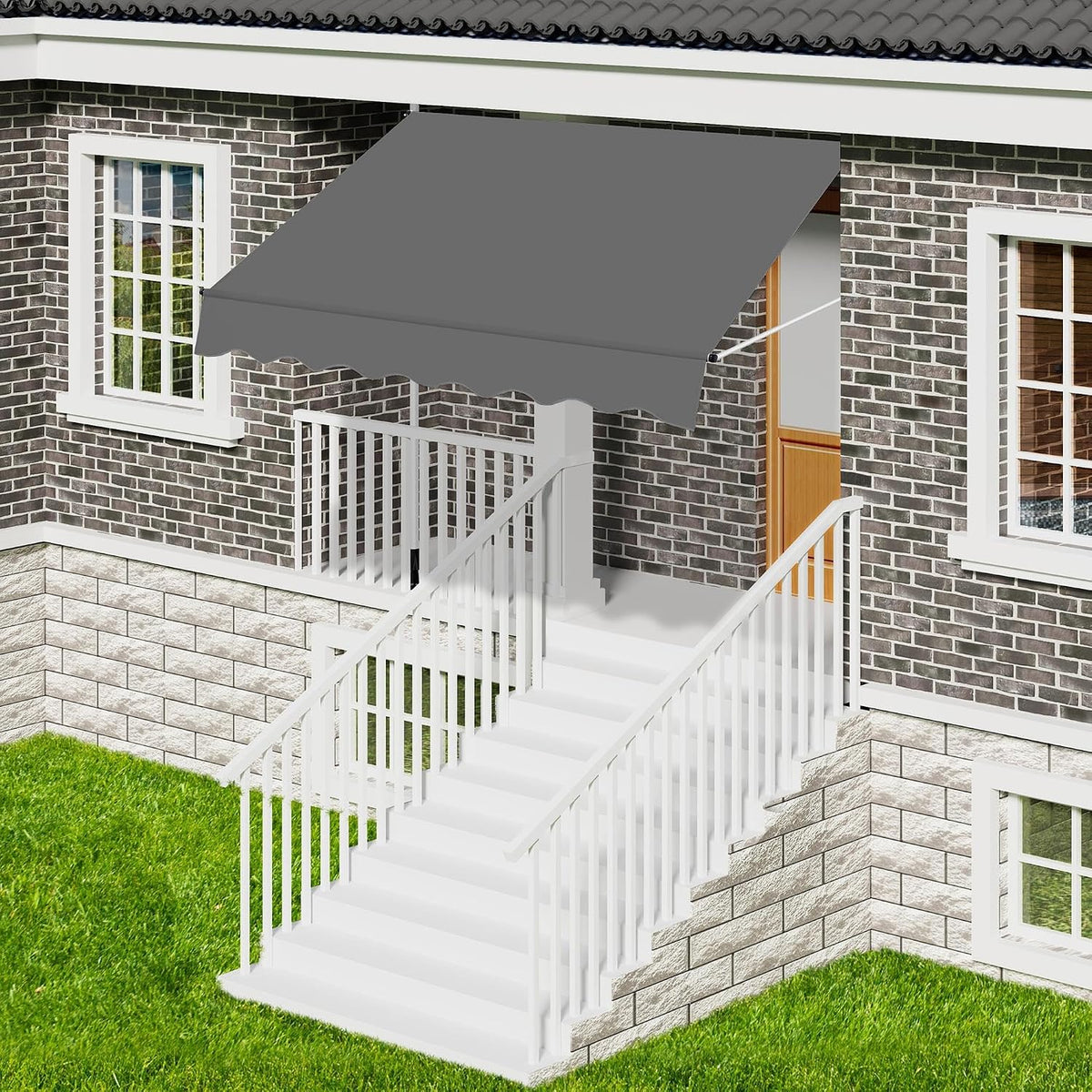 Yaheetech Klemzonnescherm met handslinger - Zonder boren - 150 x 180 cm - Donkergrijs