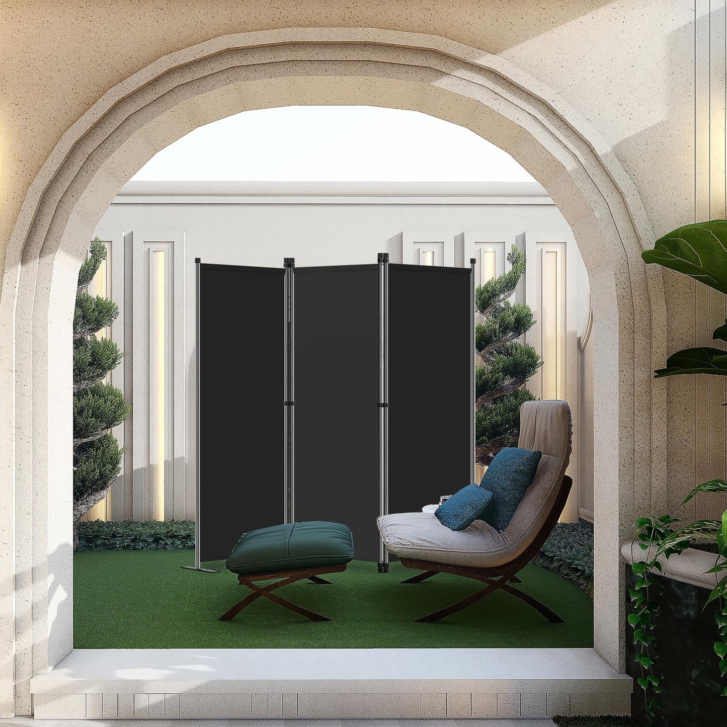 Angel Living Kamerscherm - 3 Panelen - Opvouwbaar - 168 x 165 cm - Zwart